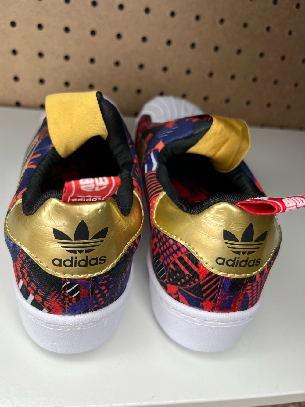 adidas Kids Slip-On Sneakers in Red, Black & Gold Accents - Picture 5 of 7